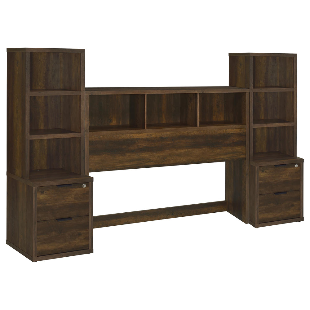 English Elm Geary Queen Bookcase Headboard Bedroom Set with Usb Charging Nightstands Dark Brown B062S01697