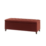 Madison Park Shandra Transitional Tufted Top Soft Close Storage Bench FUR105-0040 Rust Red