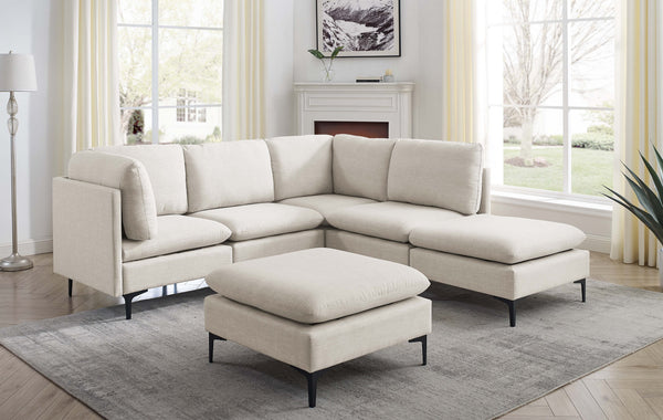 English Elm Linen Upholstered Modular Sectional Sofa with Tall Black Metal Legs for Open Living Almond B2748S00185