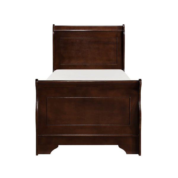 English Elm Traditional Twin Sleigh Bed in Dark Finish with Okume Veneer, Elegant Louis Philippe Design, Durable Frame Cherry 54 L x 34 W x 8 H B011S01800