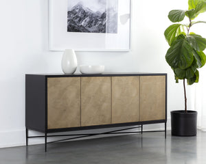 Sunpan Algarve Sideboard - Mid-Century Modern Design with Solid Mango Wood and Unique Artisan Craftsmanship Black / Champagne Gold