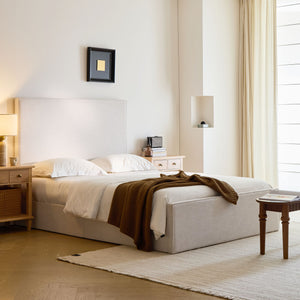 English Elm Lucas Tall Headboard Upholstered Bed - 52" Elegant Ivory Design, No Box Spring, Easy Setup, King Size B083P377094