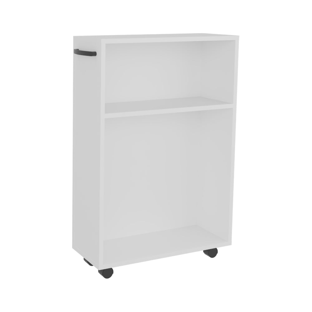English Elm Storage Cart Compact 32.2" H with 2 Shelves & 4 Wheels, White Engineered Wood, Eco-Friendly Mobile Organizer B097P395913