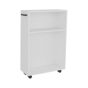 English Elm Storage Cart Compact 32.2" H with 2 Shelves & 4 Wheels, White Engineered Wood, Eco-Friendly Mobile Organizer B097P395913