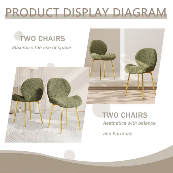 English Elm Modern Minimalist Green Teddy Velvet Dining Chairs Set Of 2 - Stylish Comfort For Any Space! W1727P251143