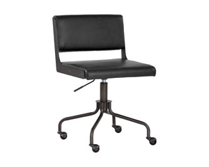 Sunpan Davis Armless Office Chair with Scandinavian Style, Industrial Flair & Exposed Steel Frame Design Dark Bronze / Onyx