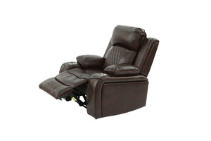 English Elm Power Motion Recliner Chair with USB Cup Holders Wireless Charging Gel Leatherette Brown Comfort B011P205591
