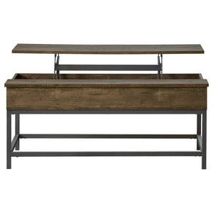 English Elm Golden Oak Lift Top Coffee Table and End Set with Hairpin Legs Storage B062S01437
