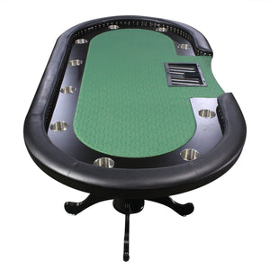 English Elm 96" Oval Poker Table Seats 10 with Felt Surface Chip Tray and Padded Rail W2748S00069