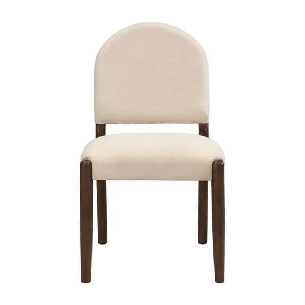 English Elm Christopher Knight Home® - Dining Mid Century Fabric Upholstered Armless Side Chairs Set of 2 with Rubberwood Frame and Tapered Legs, Comfortable Backrest, Easy Assembly Beige,Walnut N771P361492T