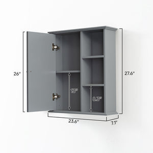 English Elm Upgraded Wall Mounted Bathroom Cabinet Mdf Soft Close Over Toilet Organizer Gray T3785P356595