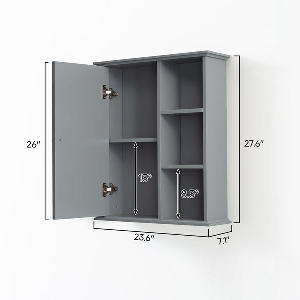 English Elm Upgraded Wall Mounted Bathroom Cabinet Mdf Soft Close Over Toilet Organizer Gray T3785P356595