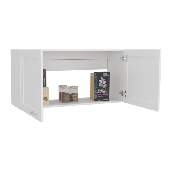 English Elm Zurich 39" Wide Double-Door Wall Cabinet in White MDF — Modern Kitchen & Laundry Storage Solution B070P337090