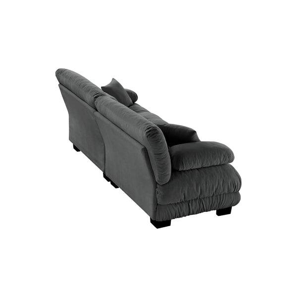 English Elm Cloud Chenille 2-Seater Sofa For Living Room - Plush Comfort With 2 Lumbar & 2 Throw Pillows W714S01016