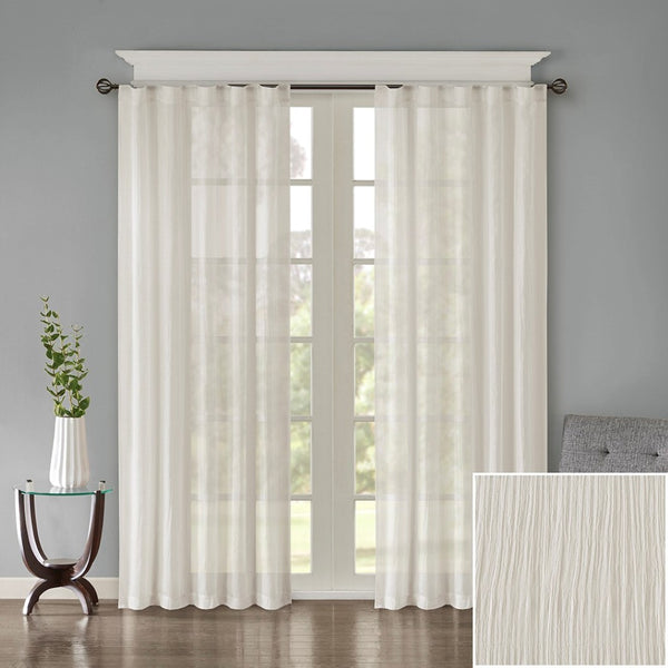 English Elm Solid Crushed Curtain Panel Pair – 2 Sheer Window Panels For Modern Elegance & Light Diffusion B03598154-GIGA