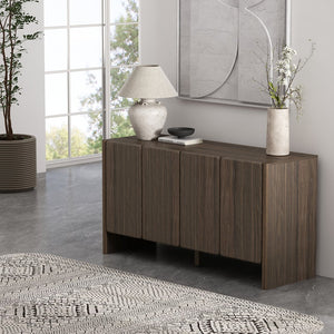 English Elm Linda 60" Sideboard with Soft-Close Doors, Adjustable Shelves, Cable Management, Minimalist Design Walnut Brown B365P397682