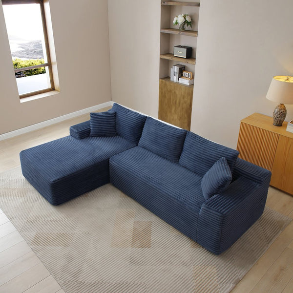 English Elm 105'' Modular Cloud Sectional with Deep Corduroy Cushions for Living Room Lounging W1117S00334
