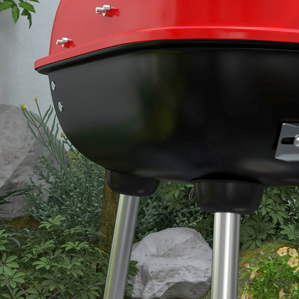 English Elm Outsunny Square Charcoal Grill Enameled Steel Bbq Smoker with Wheels for Outdoor Cooking W2225P200659