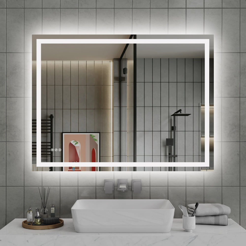 English Elm 48"*36"LED Modern LED Vanity Mirror with Touch Sensor, Dual Front/Back Light, Fog-Free, IP44 Water Resistant, CRI90+ Dimmable Memory T3177P320625