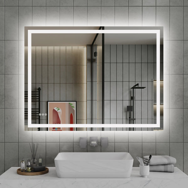 English Elm 48"*36"LED Modern LED Vanity Mirror with Touch Sensor, Dual Front/Back Light, Fog-Free, IP44 Water Resistant, CRI90+ Dimmable Memory T3177P320625