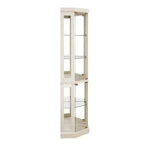 English Elm Corner Curio Cabinet Lighted Glass Display Case with Mirrored Back for Living Room Antique White W2275P194429