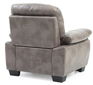 English Elm Marta PU Accent Chair with Pocket Coil Seating, Cozy Faux Leather, Removable Back for Easy Move Gray 15.9 L x 38.2 W x 32.9 H B078108382