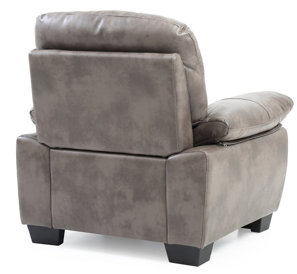 English Elm Marta PU Accent Chair with Pocket Coil Seating, Cozy Faux Leather, Removable Back for Easy Move Gray 15.9 L x 38.2 W x 32.9 H B078108382