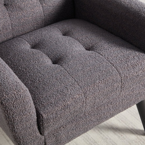 English Elm Modern Pu Leather Ergonomic Accent Chair with Padded Arms and Matte Black Legs Grey W676P172469