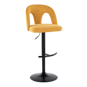 English Elm Adjustable Swivel Barstools Set of 2 Bold Yellow Fabric Matte Black Metal Frame B202S01952
