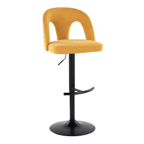 English Elm Adjustable Swivel Barstools Set of 2 Bold Yellow Fabric Matte Black Metal Frame B202S01952