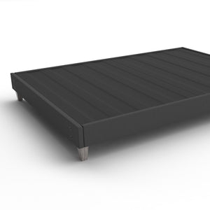 English Elm Express Tool Free Twin Bed Frame with Fabric Cover and Faux Wood Legs for Guests B180P172202