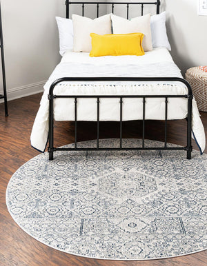 Unique Loom Newport Chepstow Machine Made Border Rug Gray, Ivory 7' 1" x 7' 1"