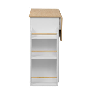 English Elm 2 IN 1 Modern Dog Crate Kitchen Island with Storage, Rolling Lockable Casters, Sliding Doors & Drawer N843P256452R