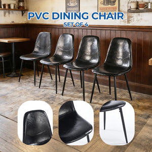English Elm Pvc Sleek Matte Black Dining Chair Set of 4 for Kitchen Studio or Cafe Use W3766P436151