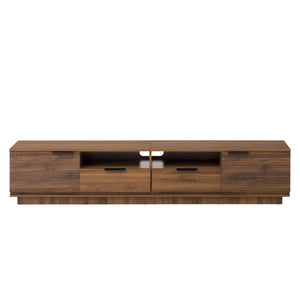 English Elm 78 Inch Walnut Media Console with Slatted Doors Solid Wood Legs and Cable Management N710P374714P