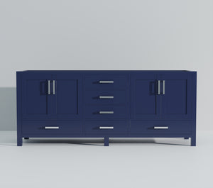 English Elm Navy Blue Double Bath Vanity 84" W x 22" D – Solid Wood Frame, Soft-Close Drawers, 14-Drawer Storage B2731P258985
