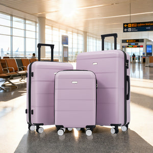 English Elm Hardshell 3 Piece Luggage Set Abs Spinner Suitcase with Tsa Lock Telescoping Handle Pink Purple N732P308497I