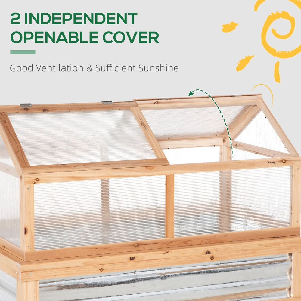 English Elm Outsunny Raised Garden Bed With Polycarbonate Greenhouse, Versatile Cold Frame For Year-Round Growth W2225P200936-GIGA