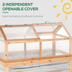 English Elm Outsunny Raised Garden Bed With Polycarbonate Greenhouse, Versatile Cold Frame For Year-Round Growth W2225P200936-GIGA