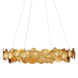 Lavengro Stunning Gold Leaf Chandelier - Modern Wrought Iron Design with LED & Adjustable Height
