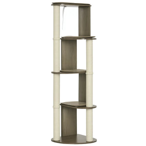 English Elm Cat Tree Four Tier Floor Ceiling Tension Design Sisal Scratching Posts Plush Perches T3971P437718
