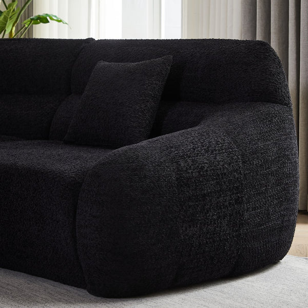 English Elm [video]123.2 Inch Chenille Modular Sectional Sofa Four Seat Cloud Cushion Living Room Black W3505S00061