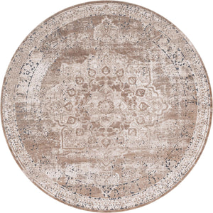 Unique Loom Chateau Roosevelt Machine Made Border Rug Khaki, Beige/Gray/Ivory/Navy Blue 8' 0" x 8' 0"