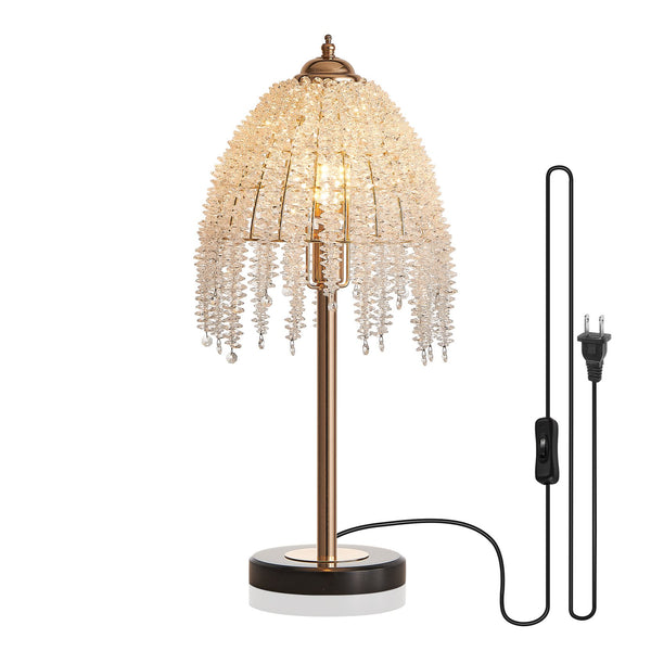 English Elm 19"(H) Elegant Crystal Table Lamp – Vintage Waterfall Design With Marble Base For Stylish Spaces W2312P368718