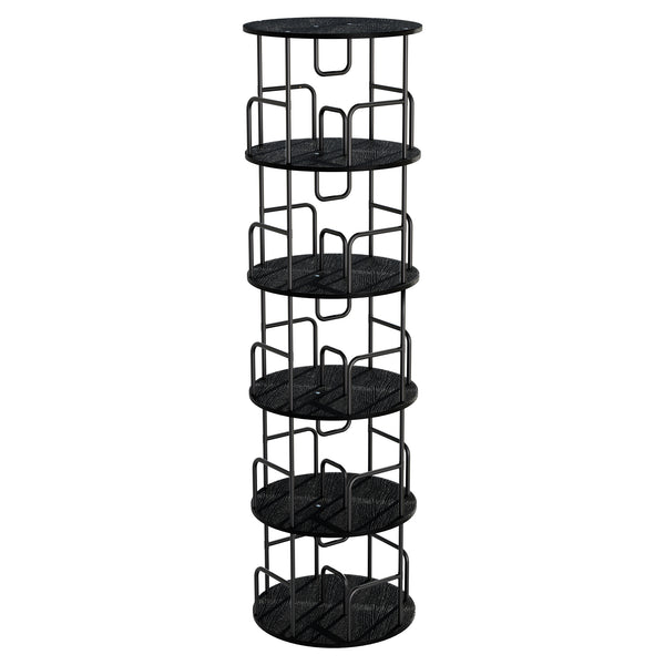 English Elm Rotating 5 Tier Spinning Bookcase Tower Slim 360 Degree Turntable Metal Frame Organizer Black W3166P367342