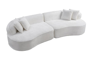 English Elm Modern Boucle Oversized L-shaped Sectional Sofa with Sculptural Curved Silhouette White W5515S00001