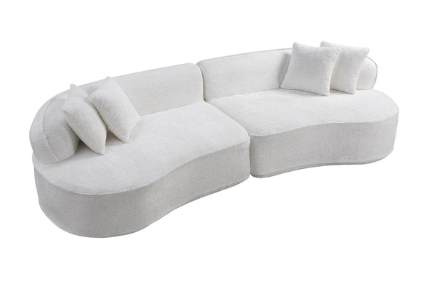 English Elm Modern Boucle Oversized L-shaped Sectional Sofa with Sculptural Curved Silhouette White W5515S00001
