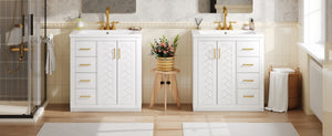 English Elm 60'' Modern Bathroom Vanity Set With Ceramic Sink, Solid Wood Frame, Soft-Close Drawers & Doors N710SS00001K