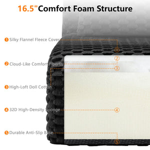 English Elm 114" Modular L-shaped Sectional Sofa Flannelette Fabric Deep Seat Ottoman Living Room W714S01533