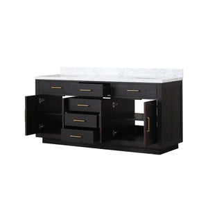 English Elm Black Oak Double Vanity 72" With Carrara Marble Top - Stylish Storage & Soft-Close Design For Your Bath B2731P260847